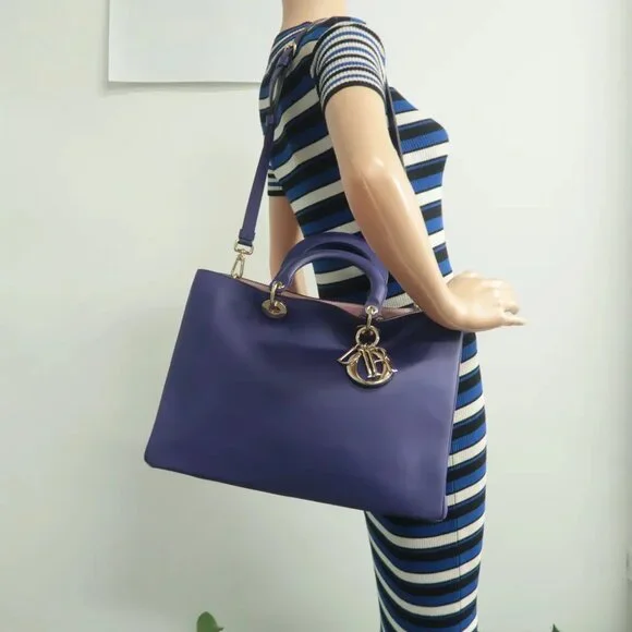 100% Authentic Dior Diorissimo Purple W/P Leather Satchel - Picture 12 of 12